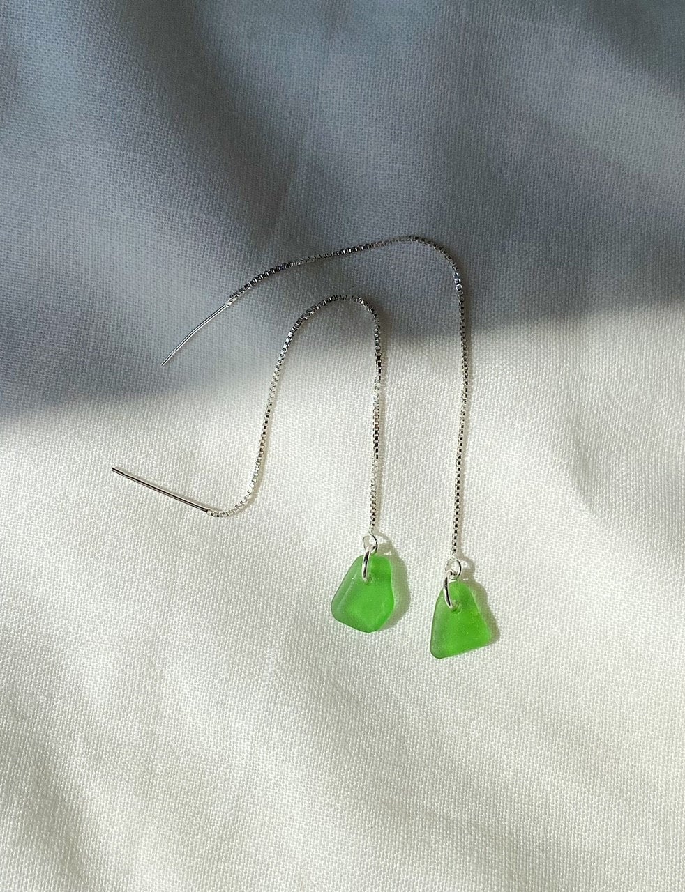 Green glass sale earrings